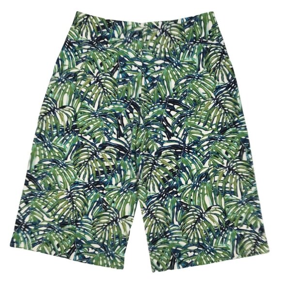 J. Jill Womens High Rise Palm Print Smooth Fit Green Wide Leg Crop Pant Size LP - Picture 3 of 8